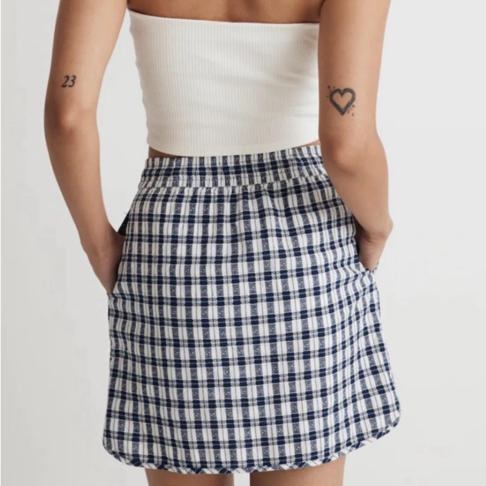 Madewell Gingham Cottage core Mini check mini skirt blue white small - Picture 5 of 8